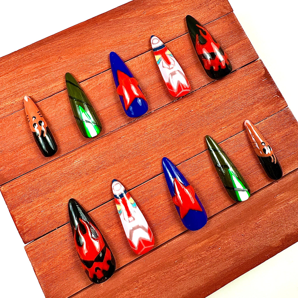 Gurren Lagann Inspired Press-On Nails