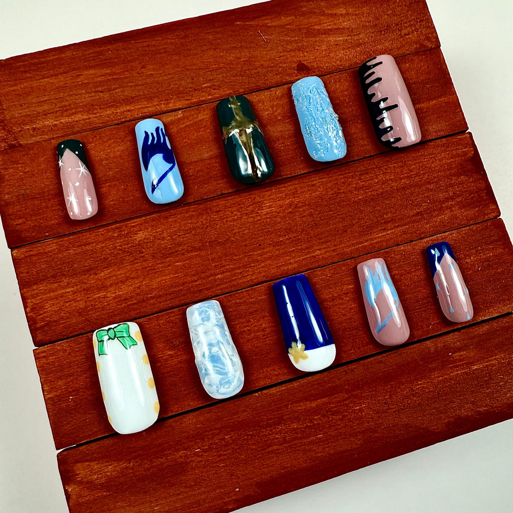 Fairy Tail Grey & Juvia Inspired Press-On Nails | Anime Nail Set