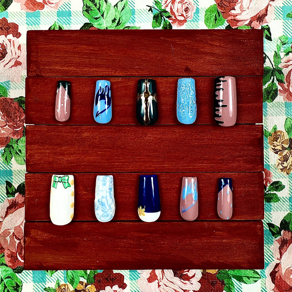 Fairy Tail Grey & Juvia Inspired Press-On Nails | Anime Nail Set