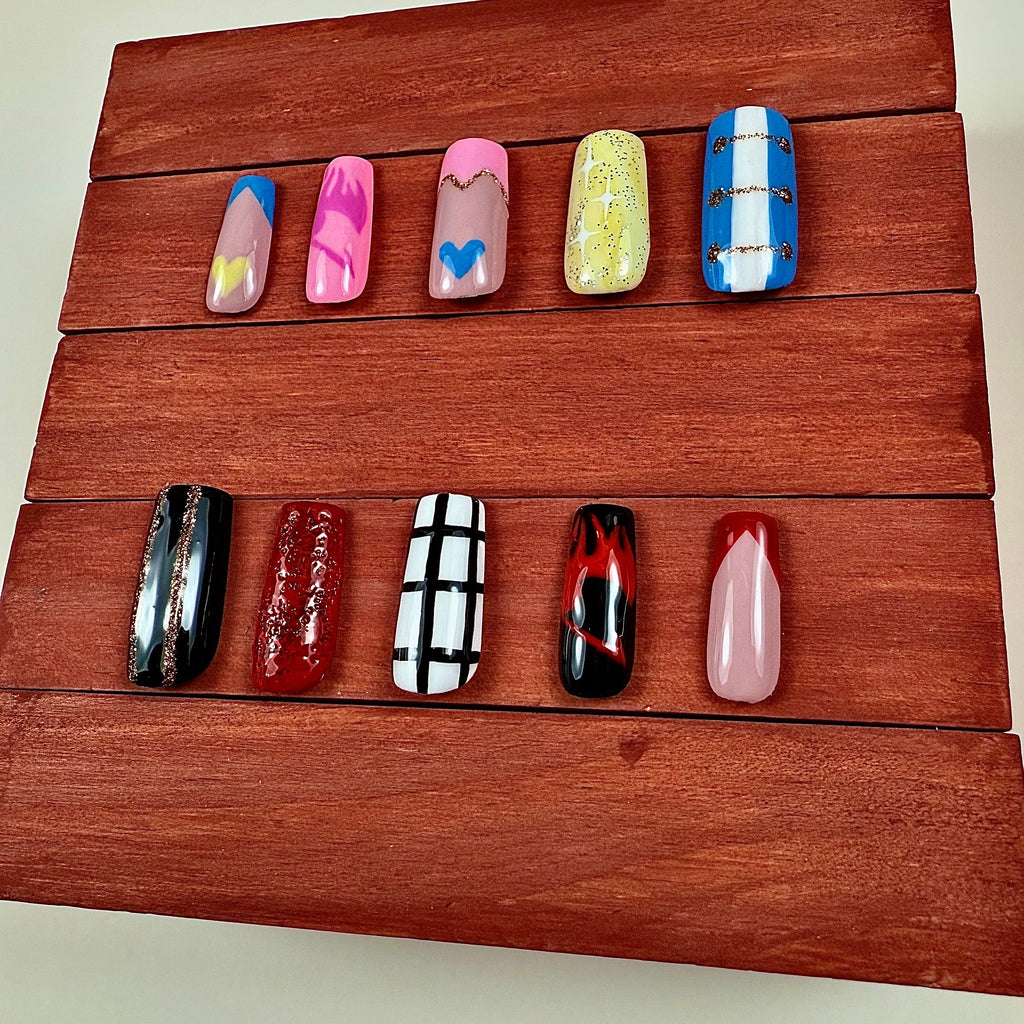Fairy Tail Inspired Press-On Nails – Natsu & Lucy